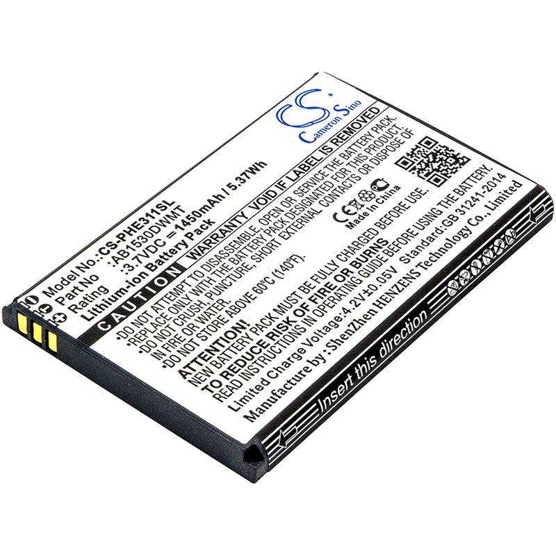 Li-ion Battery fits Philips, xenium ct311, xenium e311 3.7V, 1450mAh Communications Cameron Sino Technology Limited (Suspended)