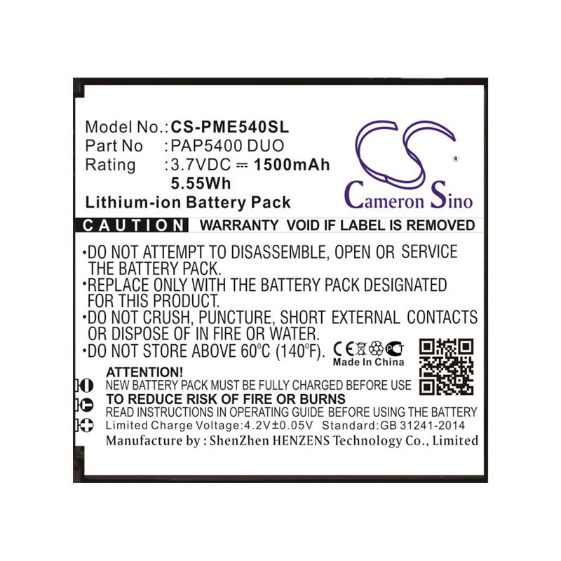 Li-ion Battery fits Prestigio, 5400 duo, multiphone 5400 duo 3.7V, 1500mAh Mobile & SmartPhone Cameron Sino Technology Limited