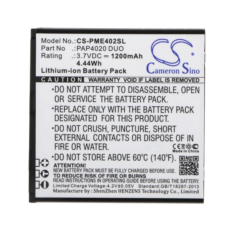 Li-ion Battery fits Prestigio, multiphone 4025 duo 3.7V, 1200mAh Communications Cameron Sino Technology Limited (Suspended)