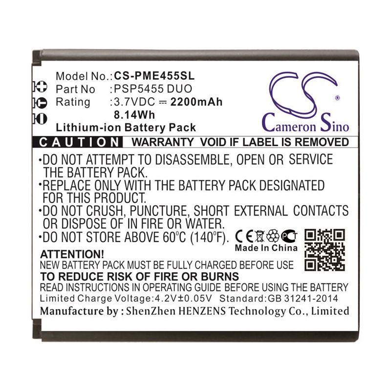Li-ion Battery fits Prestigio, psp5455 duo 3.7V, 2200mAh Communications Cameron Sino Technology Limited
