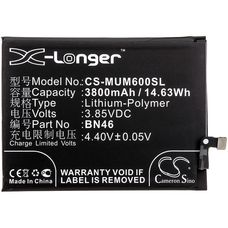Li-Polymer Battery fits Redmi, note 6, xiaomi, redmi note 6 3.85V, 3800mAh Mobile & SmartPhone Cameron Sino Technology Limited