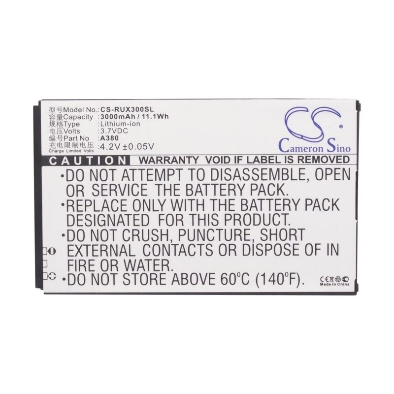 Li-ion Battery Fits Runbo, X3, X5, X5-c 3.7v, 3000mah Mobile & SmartPhone Cameron Sino Technology Limited