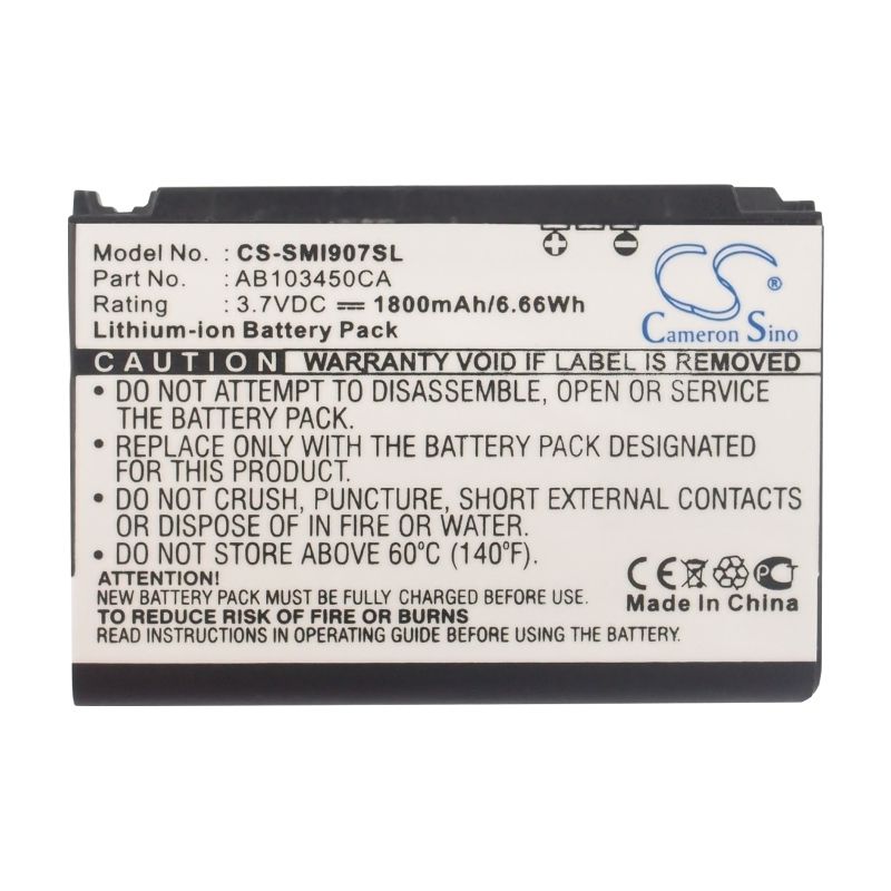 Li-ion Battery fits Samsung, access a827, ace i325, blackjack i607 3.7V, 1800mAh Mobile & SmartPhone Cameron Sino Technology Limited