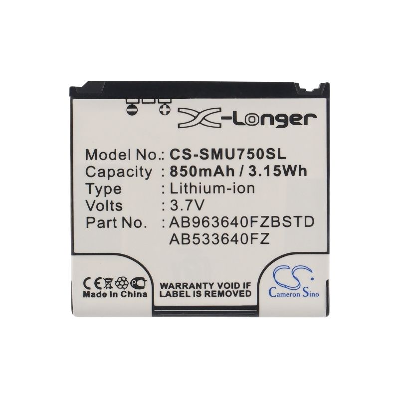 Li-ion Battery fits Samsung, alias 2, alias 2 u750, sch-u750 3.7V, 850mAh Mobile & SmartPhone Cameron Sino Technology Limited