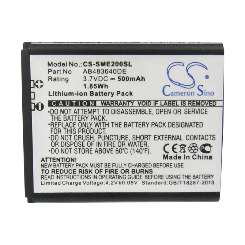 Li-ion Battery fits Samsung, e200 eco, sch-s259, sgh-e200 3.7V, 500mAh Mobile & SmartPhone Cameron Sino Technology Limited (Suspended)