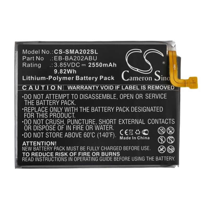Li-Polymer Battery fits Samsung, galaxy a20e, sm-a202, sm-a202f/ds 3.85V, 2550mAh Mobile & SmartPhone Cameron Sino Technology Limited