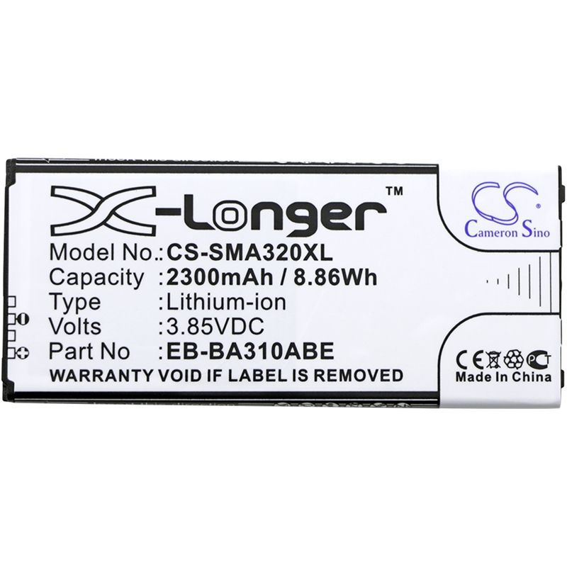Li-ion Battery fits Samsung, galaxy a3 2016, galaxy a3 2016 duos lte, galaxy a3 2016 lte 3.85V, 2300mAh Mobile & SmartPhone Cameron Sino Technology Limited