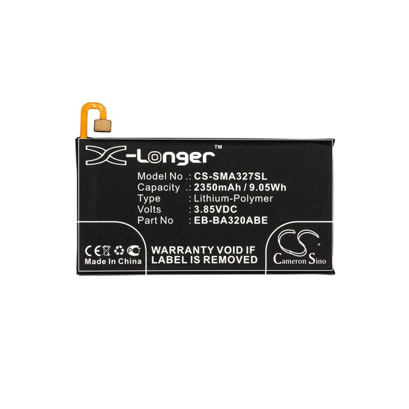 Li-polymer Battery Fits Samsung, Galaxy A3 2017, Galaxy A3 2017 4g, Galaxy A3 2017 4g Lte 3.85v, 2350mah Mobile & SmartPhone Cameron Sino Technology Limited