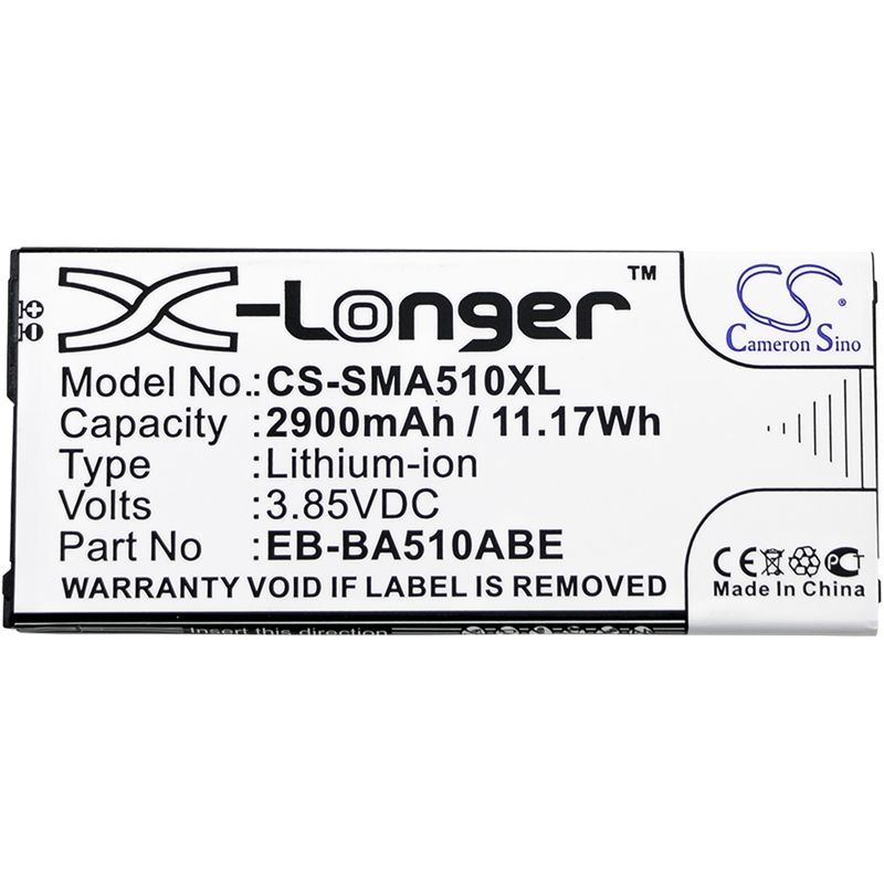 Li-ion Battery fits Samsung, galaxy a5 2016 duos, sm-a5100, sm-a510f 3.85V, 2900mAh Mobile & SmartPhone Cameron Sino Technology Limited