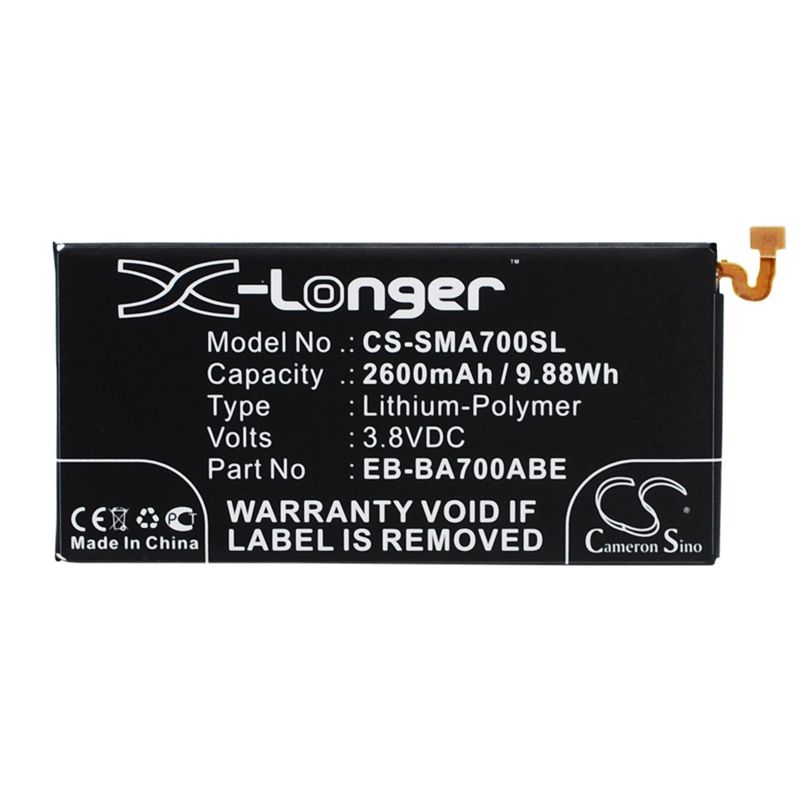 Li-Polymer Battery fits Samsung, galaxy a7, galaxy a7 duos, sm-a7000 3.8V, 2600mAh Mobile & SmartPhone Cameron Sino Technology Limited