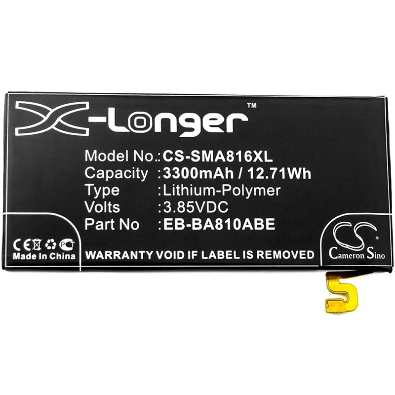 Li-Polymer Battery fits Samsung, galaxy a8 2016, galaxy a8 2016 duos td-lte, sm-a810 3.85V, 3300mAh Mobile & SmartPhone Cameron Sino Technology Limited
