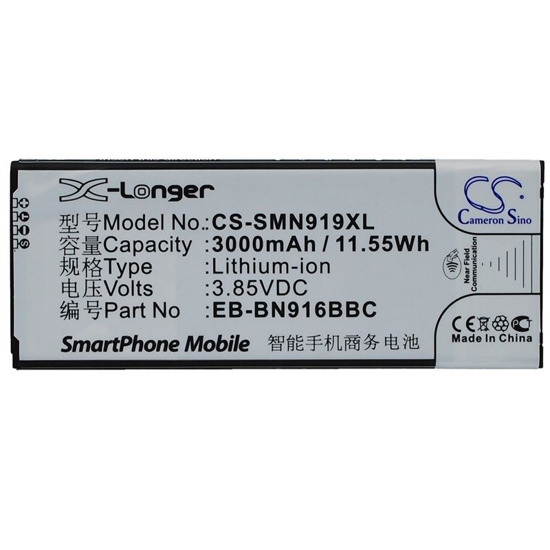 Li-ion Battery fits Samsung, galaxy note 4 (china mobile), sm-n9100, sm-n9106 3.85V, 3000mAh Mobile & SmartPhone Cameron Sino Technology Limited