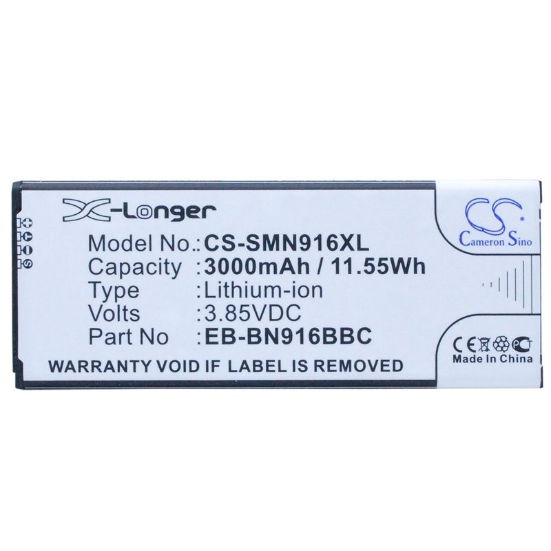 Li-ion Battery fits Samsung, galaxy note 4 (china mobile), sm-n9100, sm-n9106w 3.85V, 3000mAh Mobile & SmartPhone Cameron Sino Technology Limited