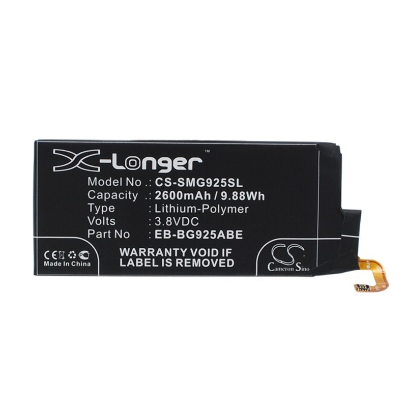 Li-polymer Battery Fits Samsung, Galaxy S6 Edge, Galaxy S6 Edge Td-lte, Sc-04g 3.8v, 2600mah Mobile & SmartPhone Cameron Sino Technology Limited