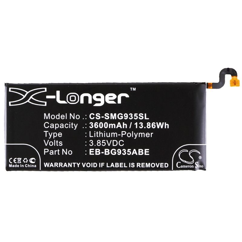 Li-polymer Battery Fits Samsung, Galaxy S7 Edge, Galaxy S7 Edge Xlte, Hero 2 3.85v, 3600mah Mobile & SmartPhone Cameron Sino Technology Limited