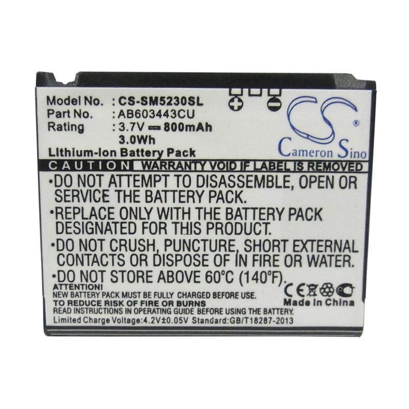 Li-ion Battery fits Samsung, gt-s5230c, gt-s5233a, gt-s5233c 3.7V, 800mAh Mobile & SmartPhone Cameron Sino Technology Limited (Suspended)
