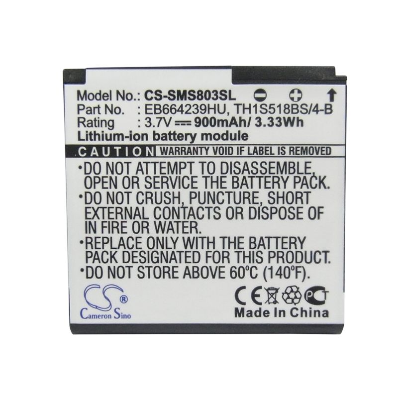 Li-ion Battery fits Samsung, gt-s7550, gt-s8000, gt-s8000 jet 3.7V, 900mAh Mobile & SmartPhone Cameron Sino Technology Limited (Suspended)