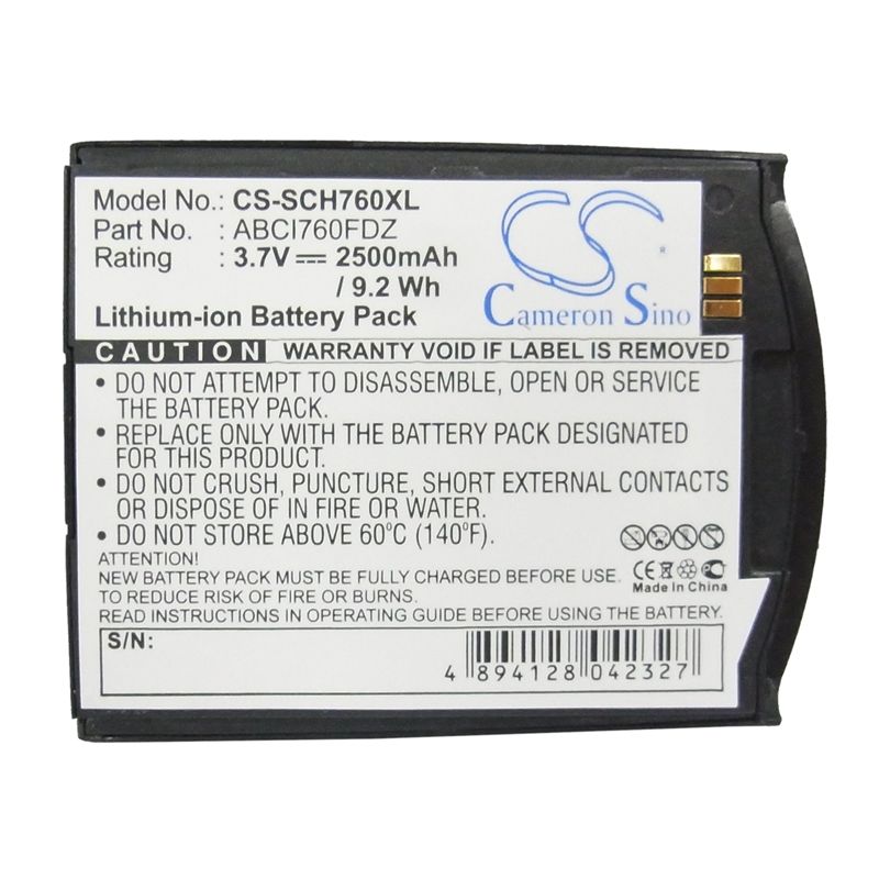 Li-ion Battery fits Samsung, sch-i760, verizon, sch-i760 3.7V, 2500mAh Mobile & SmartPhone Cameron Sino Technology Limited