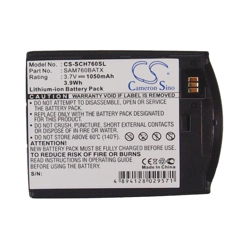 Li-ion Battery fits Samsung, sch-i760, verizon, sch-i760 3.7V, 1050mAh Communications Cameron Sino Technology Limited (Suspended)