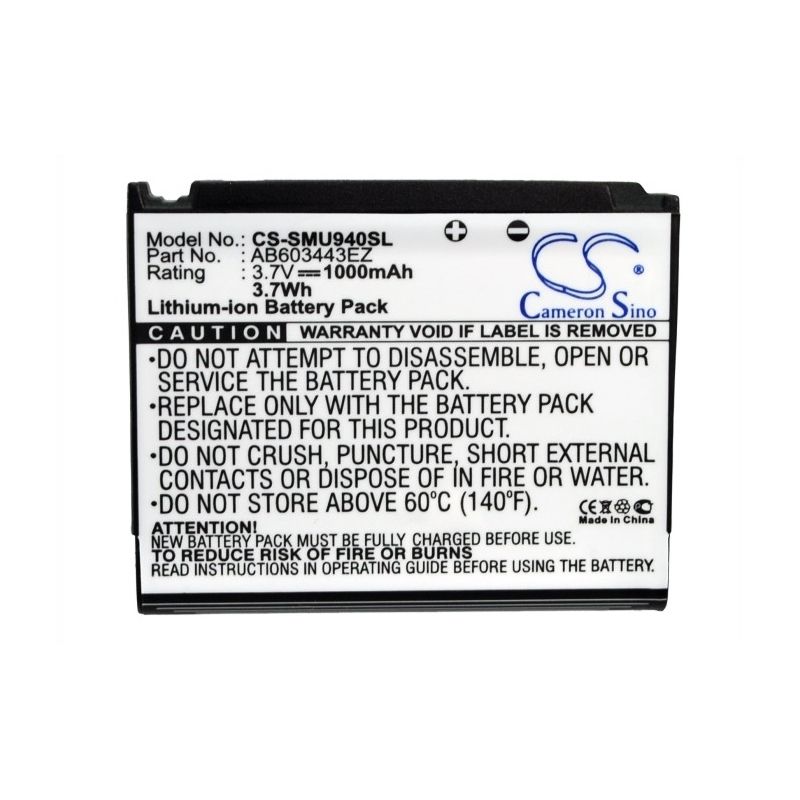 Li-ion Battery fits Samsung, sch-u940, sch-u940v, verizon 3.7V, 1000mAh Mobile & SmartPhone Cameron Sino Technology Limited