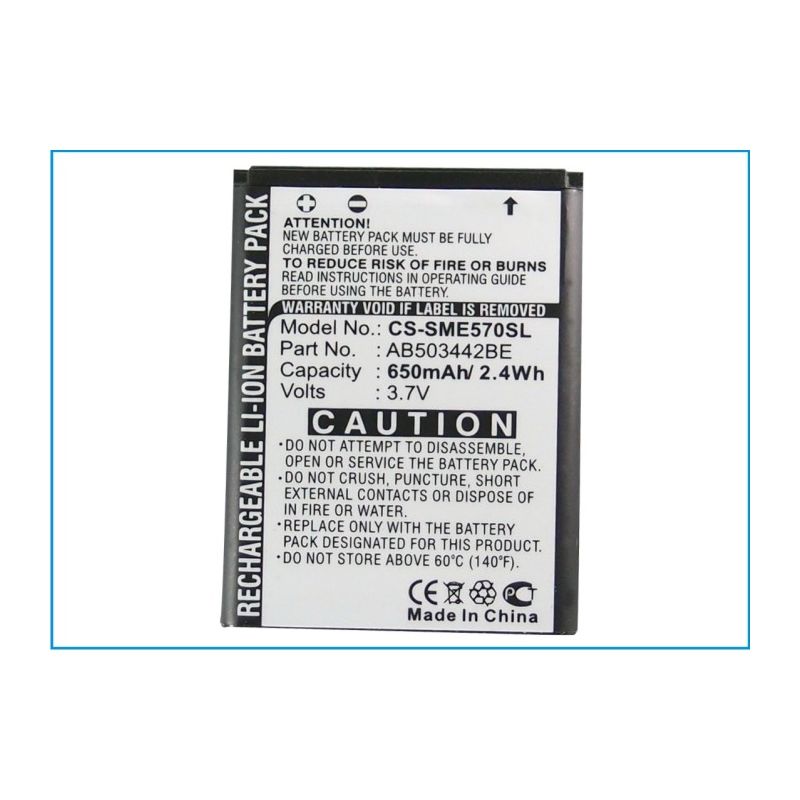 Li-ion Battery Fits Samsung, Sgh-b110, Sgh-e570, Sgh-e578 3.7v, 650mah Mobile & SmartPhone Cameron Sino Technology Limited (Suspended)
