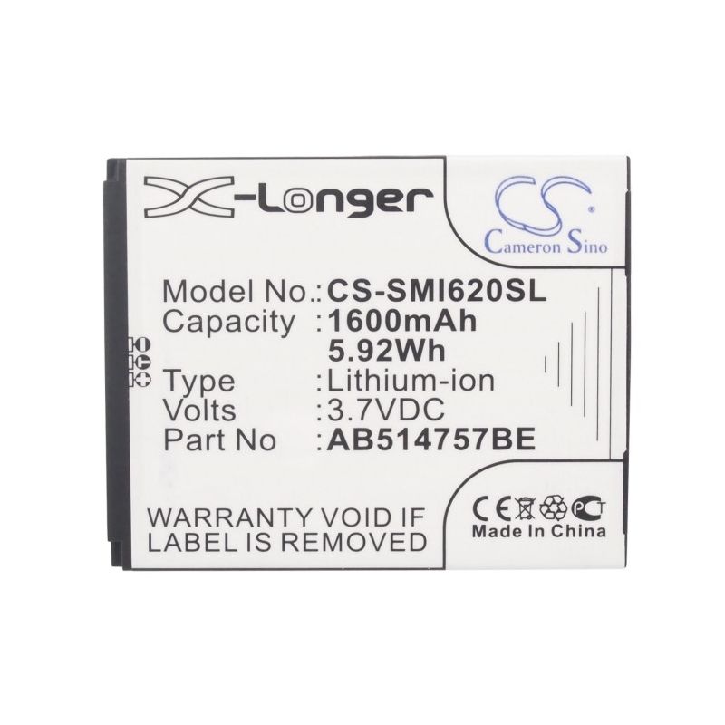 Li-ion Battery fits Samsung, sgh-i620, sgh-i640, sgh-i640v 3.7V, 1600mAh Mobile & SmartPhone Cameron Sino Technology Limited