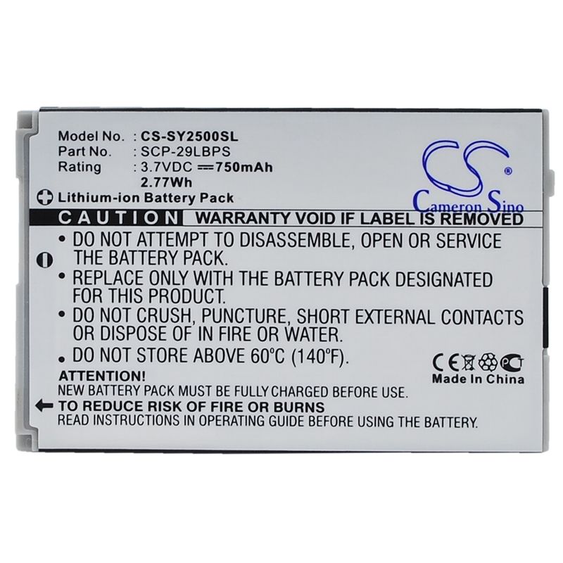Li-ion Battery fits Sanyo, s1, scp-2500 3.7V, 750mAh Communications Cameron Sino Technology Limited (Suspended)