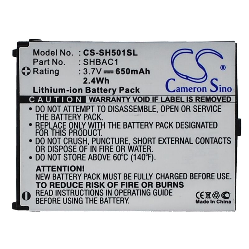 Li-ion Battery fits Sharp, sh501, v501sh 3.7V, 650mAh Mobile & SmartPhone Cameron Sino Technology Limited (Suspended)