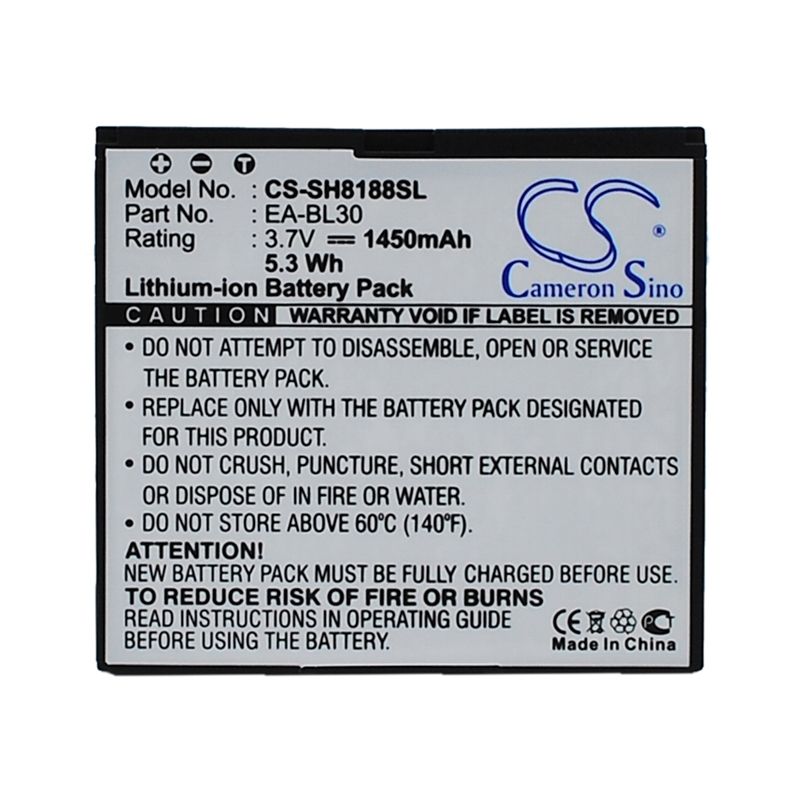 Li-ion Battery fits Sharp, sh8188u 3.7V, 1450mAh Mobile & SmartPhone Cameron Sino Technology Limited