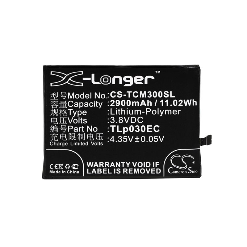 Li-Polymer Battery fits Tcl, 3s, m3g 3.8V, 2900mAh Communications Cameron Sino Technology Limited (Suspended)