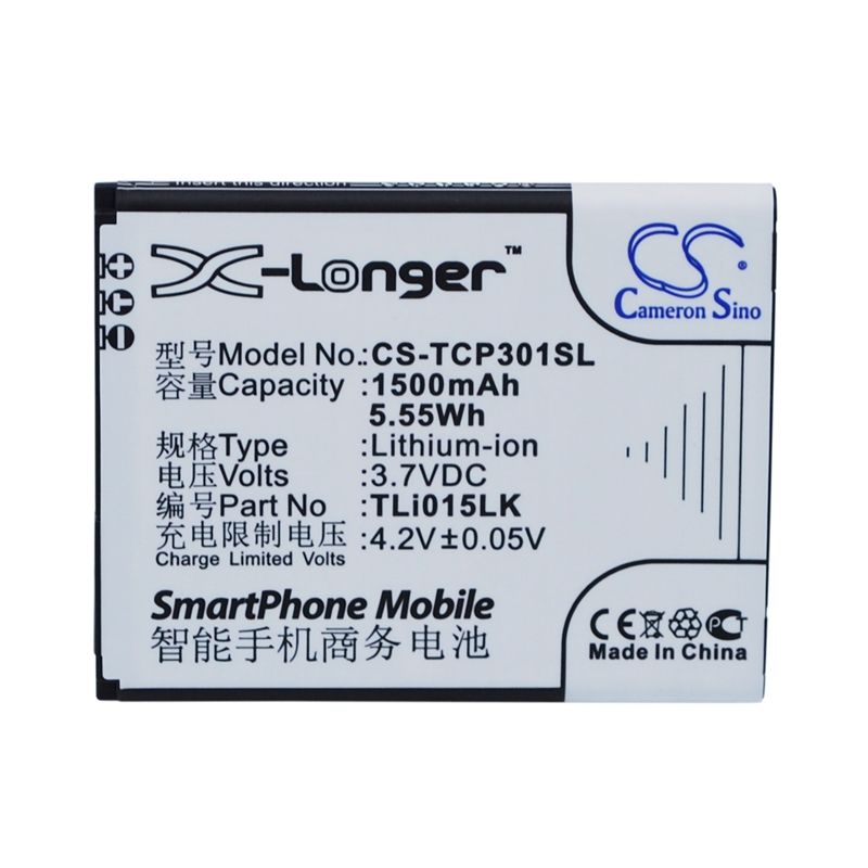 Li-ion Battery fits Tcl, j326t, p301m 3.7V, 1500mAh Communications Cameron Sino Technology Limited (Suspended)