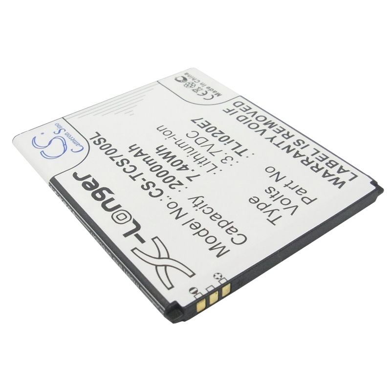 Li-ion Battery fits Tcl, j620, s700t 3.7V, 2000mAh Mobile & SmartPhone Cameron Sino Technology Limited