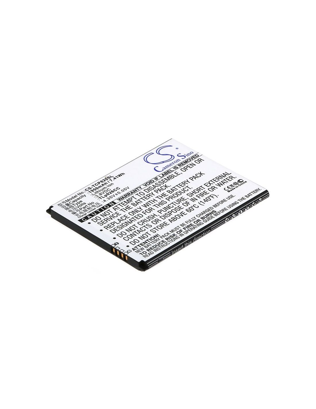 Li-ion Battery fits Tcl, ono, p620m 3.8V, 1950mAh Communications Cameron Sino Technology Limited (Suspended)
