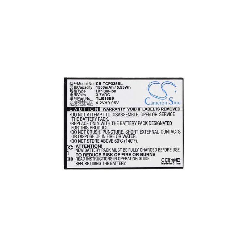 Li-ion Battery fits Tcl, p332u, p335m 3.7V, 1500mAh Communications Cameron Sino Technology Limited (Suspended)