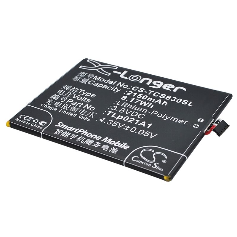 Li-Polymer Battery fits Tcl, s830u, s838m, s850l 3.8V, 2150mAh Communications Cameron Sino Technology Limited (Suspended)