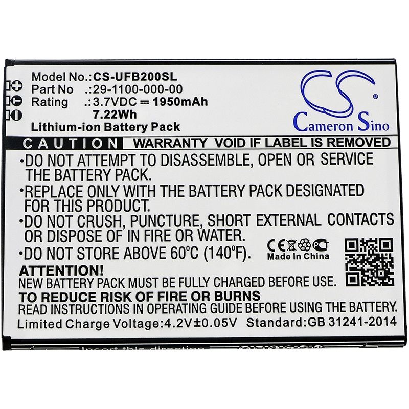 Li-ion Battery fits Ulefone, be touch, be touch 2, be touch 3 3.7V, 1950mAh Mobile & SmartPhone Cameron Sino Technology Limited