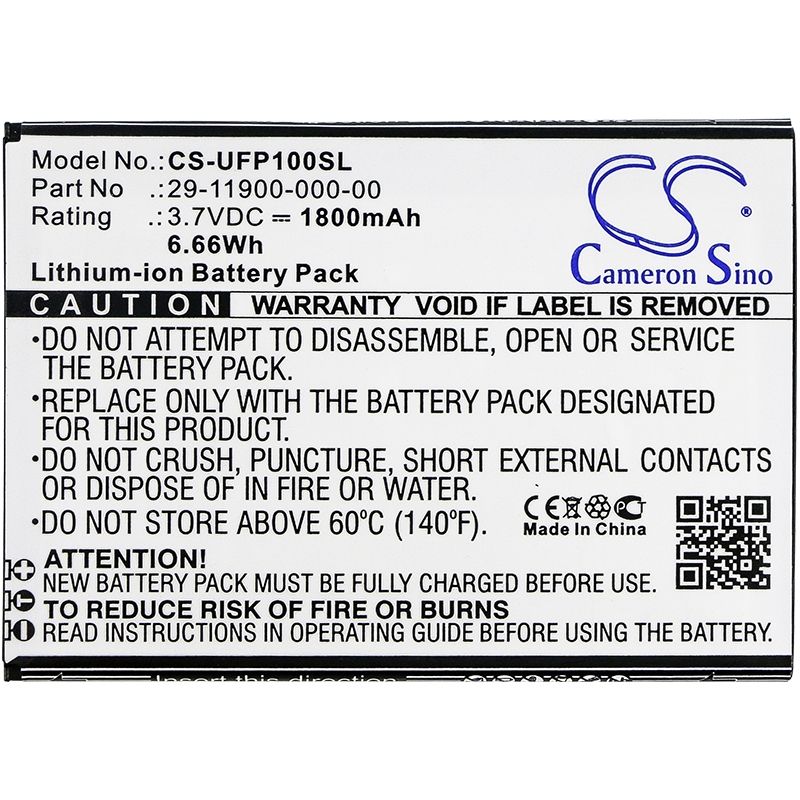 Li-ion Battery fits Ulefone, paris, u007 3.7V, 1800mAh Mobile & SmartPhone Cameron Sino Technology Limited