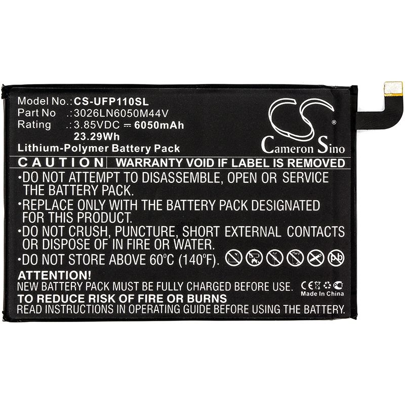 Li-Polymer Battery fits Ulefone, power 3.85V, 6050mAh Mobile & SmartPhone Cameron Sino Technology Limited