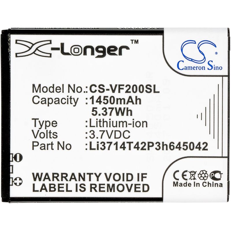 Li-ion Battery fits Vodafone, smart first 7, vfd 200 3.7V, 1450mAh Mobile & SmartPhone Cameron Sino Technology Limited