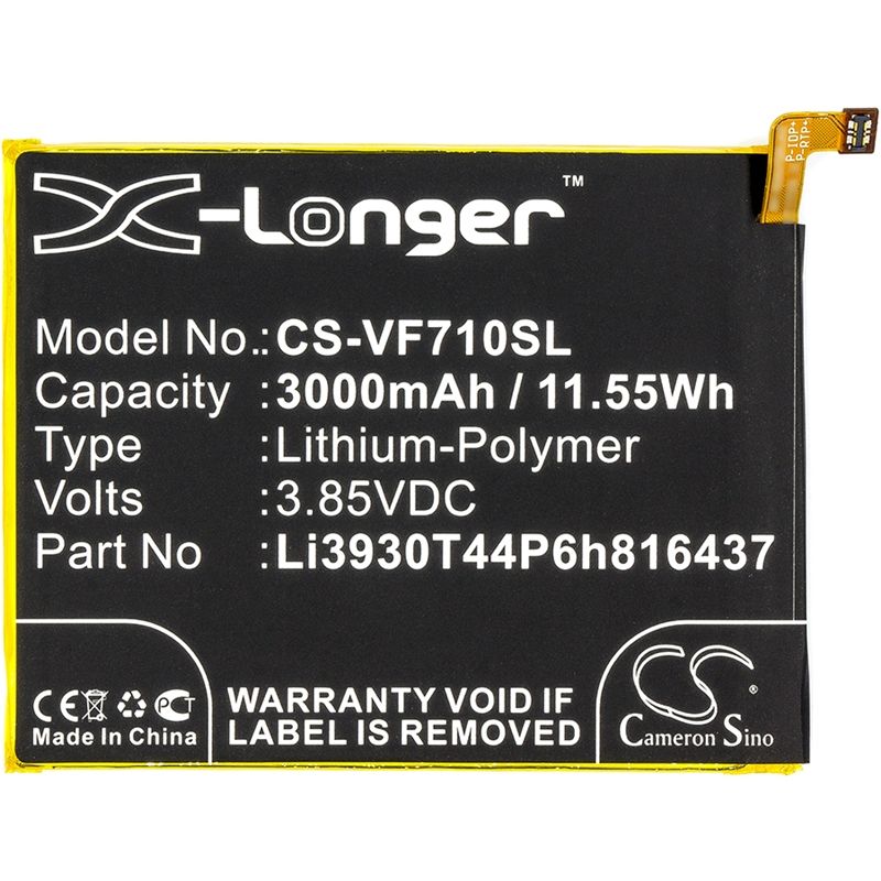 Li-Polymer Battery fits Vodafone, smart v8, vfd 710, vfone 6+ 3.85V, 3000mAh Mobile & SmartPhone Cameron Sino Technology Limited
