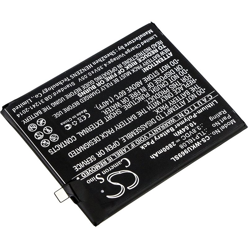 Li-Polymer Battery fits Wiko,9692, u feel prime 3.8V, 2800mAh Mobile & SmartPhone Cameron Sino Technology Limited