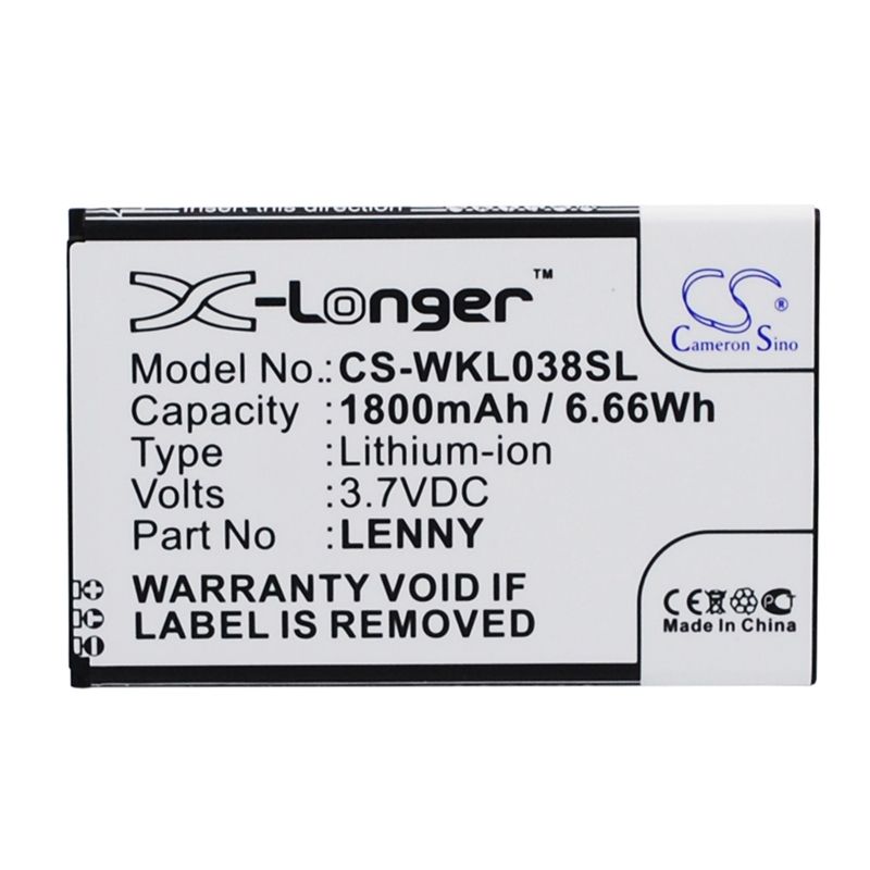 Li-ion Battery fits Wiko, b0386126, lenny 3.7V, 1800mAh Mobile & SmartPhone Cameron Sino Technology Limited
