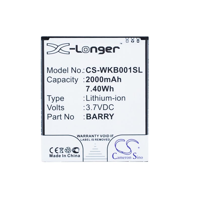 Li-ion Battery fits Wiko, barry, barry dual sim 3.7V, 2000mAh Mobile & SmartPhone Cameron Sino Technology Limited