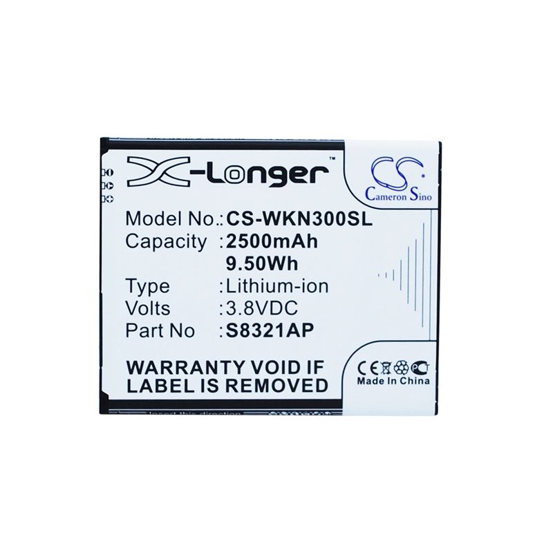 Li-ion Battery fits Wiko, n300, slide, slide 4gb 3.8V, 2500mAh Mobile & SmartPhone Cameron Sino Technology Limited