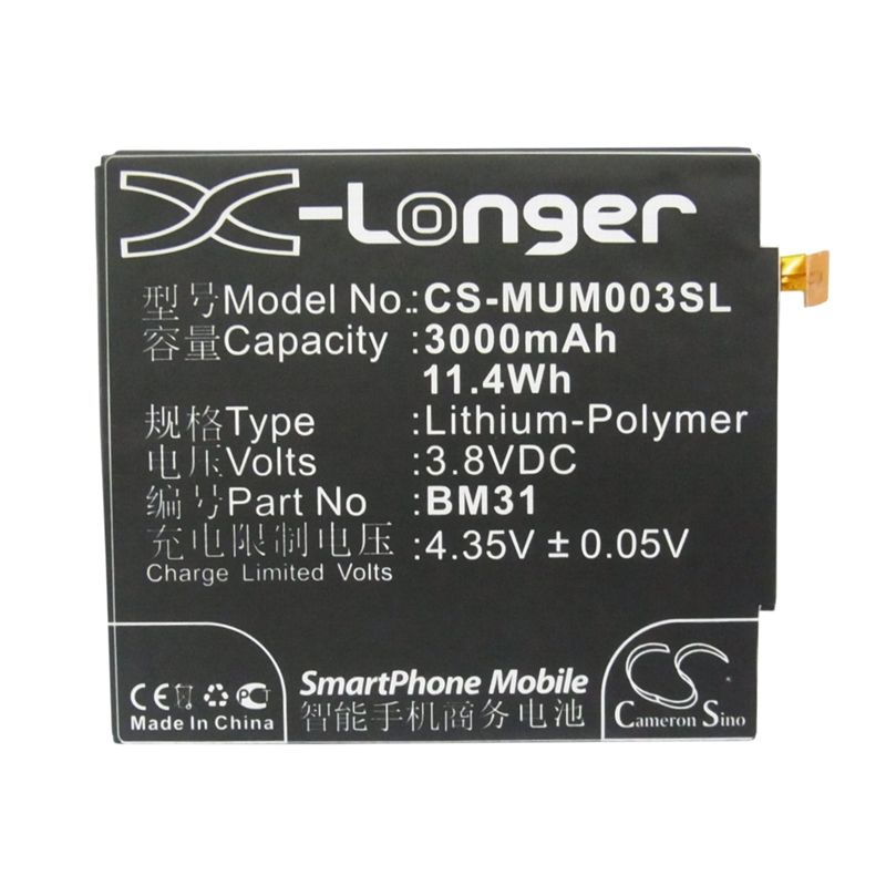 Li-Polymer Battery fits Xiaomi,3, m3, mi3 3.8V, 3000mAh Mobile & SmartPhone Cameron Sino Technology Limited
