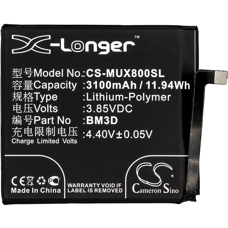 Li-Polymer Battery fits Xiaomi, m1805e2a, mi 8 se, mi 8 se standard dual sim 3.85V, 3100mAh Mobile & SmartPhone Cameron Sino Technology Limited