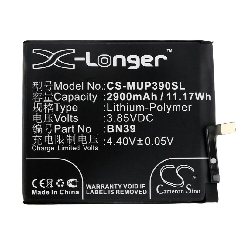 Li-Polymer Battery fits Xiaomi, m1901f9e, m1901f9t, mi play 3.85V, 2900mAh Mobile & SmartPhone Cameron Sino Technology Limited
