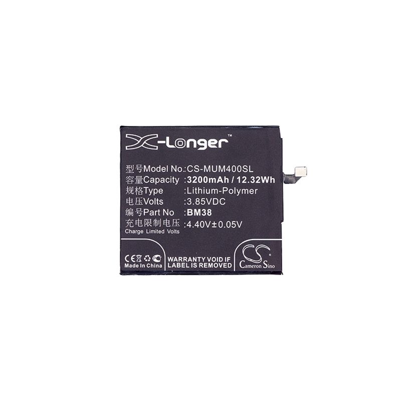 Li-Polymer Battery fits Xiaomi, mi 4s dual sim, xiaomi mi 4s 3.85V, 3200mAh Communications Cameron Sino Technology Limited (Suspended)