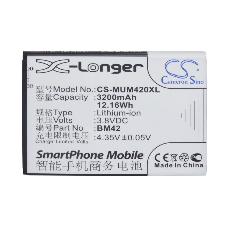 Li-ion Battery fits Xiaomi, note 3.8V, 3200mAh Mobile & SmartPhone Cameron Sino Technology Limited