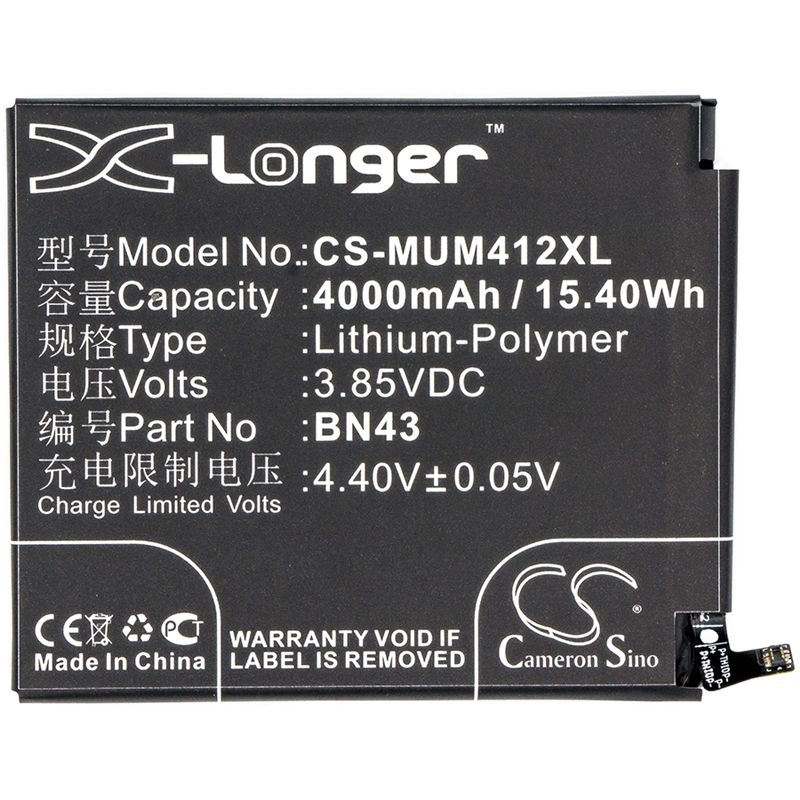 Li-polymer Battery Fits Xiaomi, Note 4x (china Version), Redmi Note 4x (china Version) 3.85v, 4000mah Mobile & SmartPhone Cameron Sino Technology Limited
